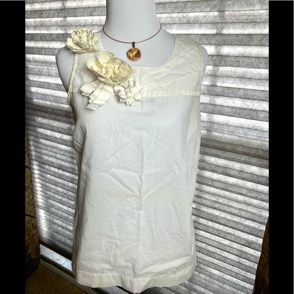 J CREW Off White Embellished Top